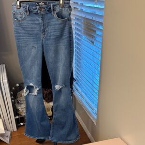 Hollister Blue Flare Distressed Jeans
